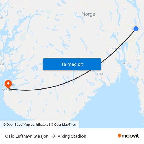 Oslo Lufthavn Stasjon to Viking Stadion map