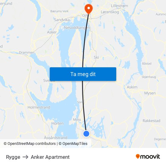 Rygge to Anker Apartment map