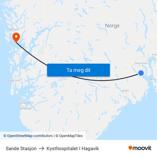 Sande Stasjon to Kysthospitalet I Hagavik map