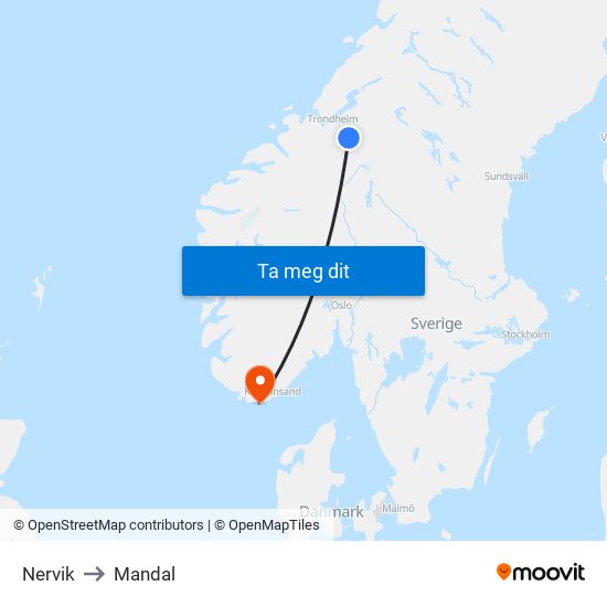 Nervik to Mandal map