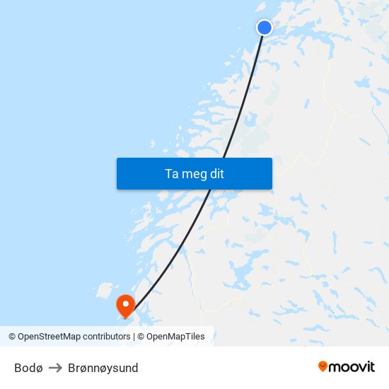 Bodø to Brønnøysund map