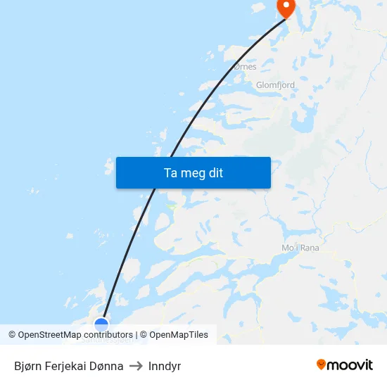 Bjørn Ferjekai Dønna to Inndyr map