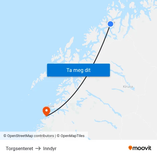 Torgsenteret to Inndyr map