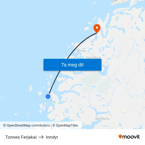 Tonnes Ferjekai to Inndyr map