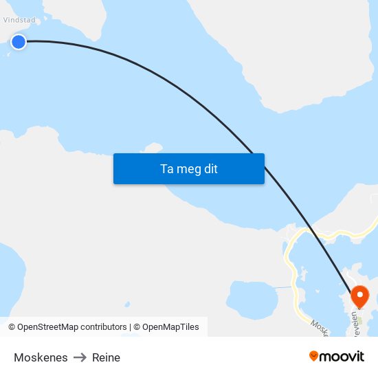 Moskenes to Reine map