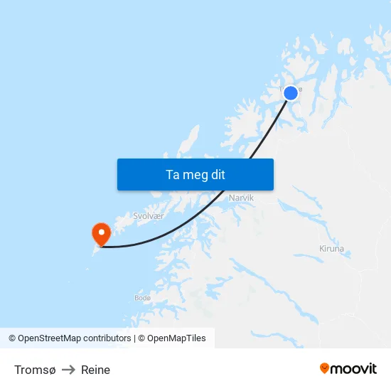 Tromsø to Reine map