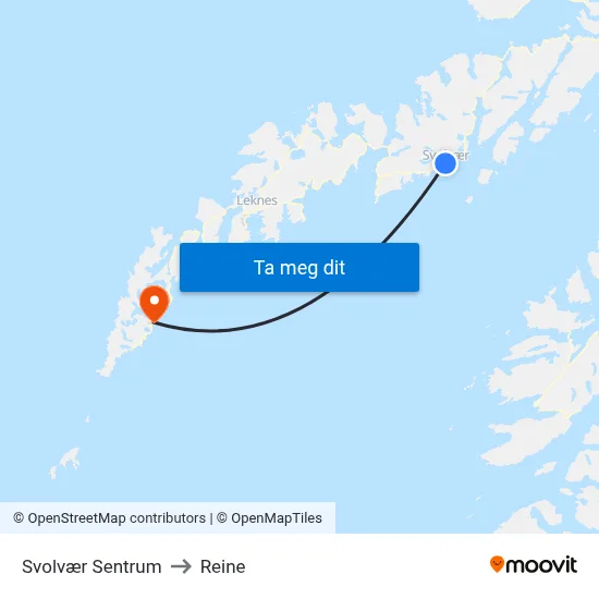 Svolvær Sentrum to Reine map