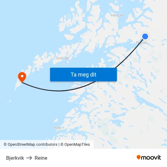 Bjerkvik to Reine map