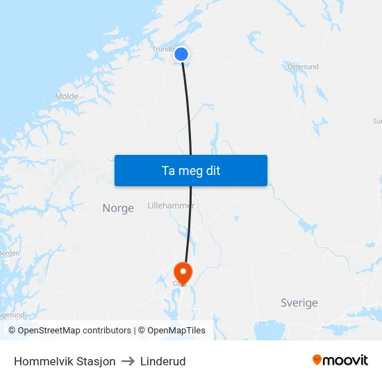 Hommelvik Stasjon to Linderud map
