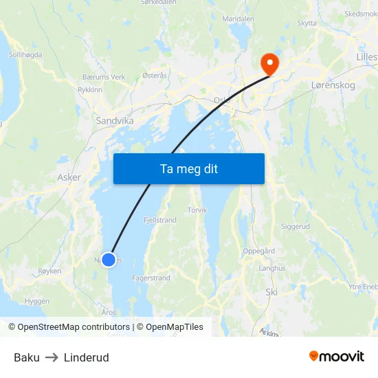 Baku to Linderud map