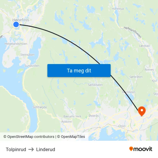 Tolpinrud to Linderud map