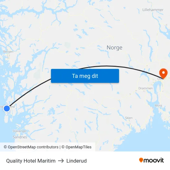 Quality Hotel Maritim to Linderud map