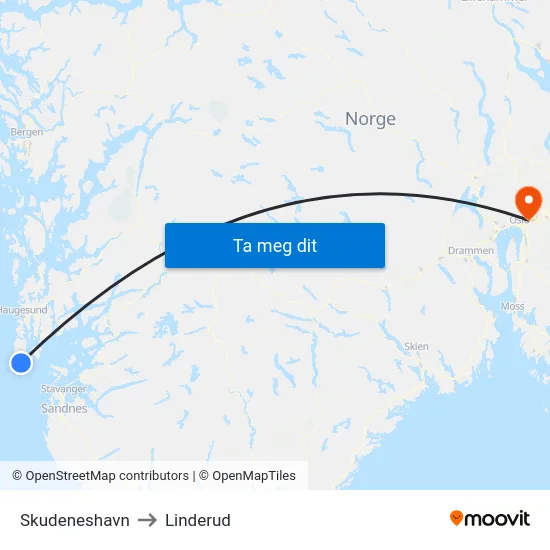 Skudeneshavn to Linderud map