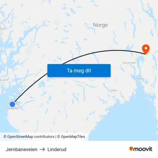 Jernbaneveien to Linderud map