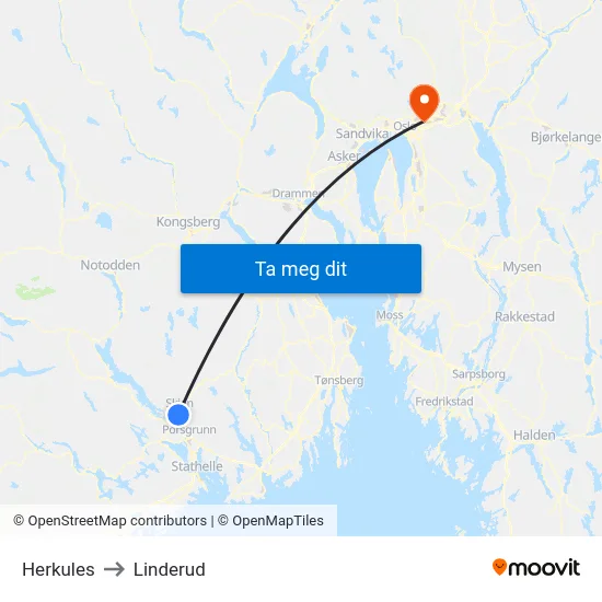 Herkules to Linderud map