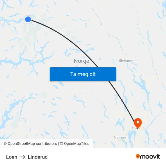 Loen to Linderud map