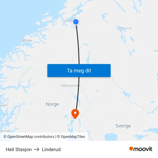 Hell Stasjon to Linderud map