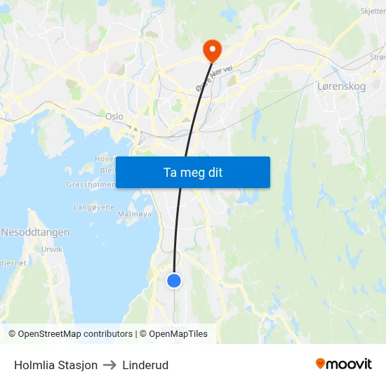 Holmlia Stasjon to Linderud map