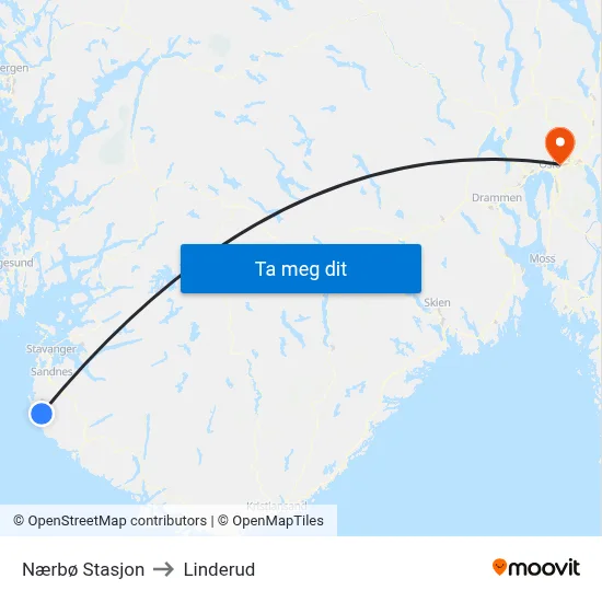 Nærbø Stasjon to Linderud map