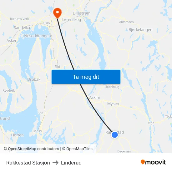 Rakkestad Stasjon to Linderud map