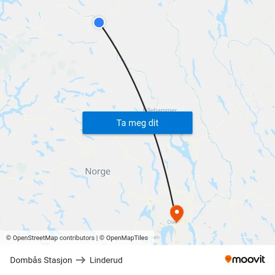 Dombås Stasjon to Linderud map