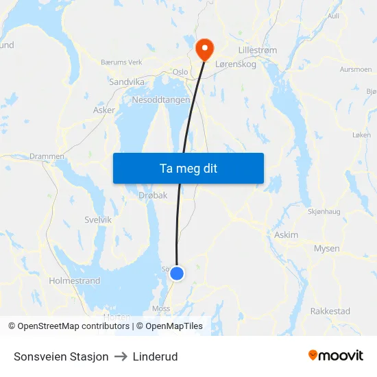 Sonsveien Stasjon to Linderud map