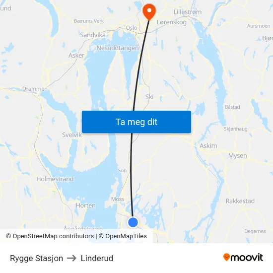 Rygge Stasjon to Linderud map