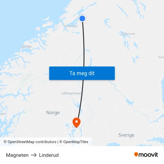 Magneten to Linderud map