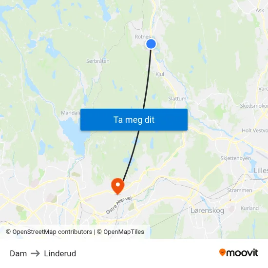 Dam to Linderud map