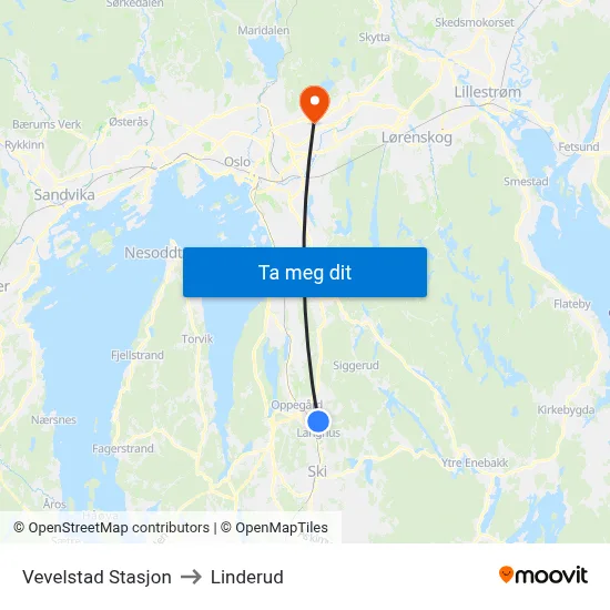 Vevelstad Stasjon to Linderud map