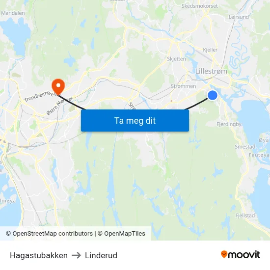 Hagastubakken to Linderud map