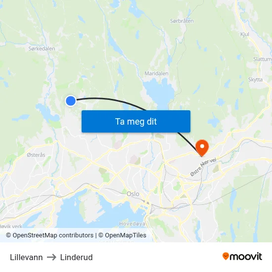 Lillevann to Linderud map