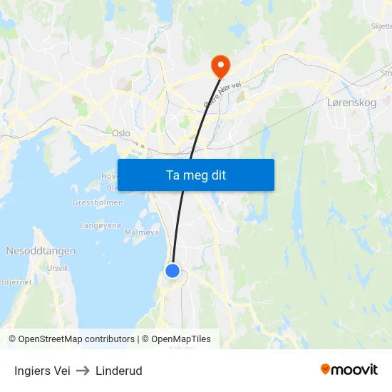 Ingiers Vei to Linderud map