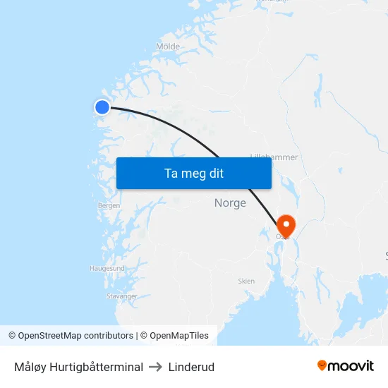 Måløy Hurtigbåtterminal to Linderud map