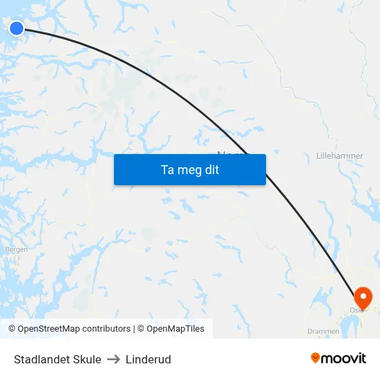 Stadlandet Skule to Linderud map