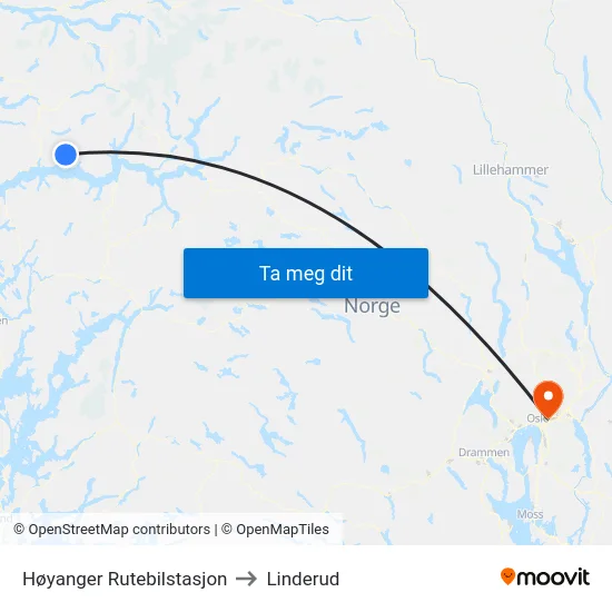 Høyanger Rutebilstasjon to Linderud map