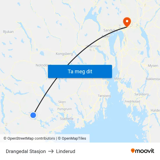Drangedal Stasjon to Linderud map