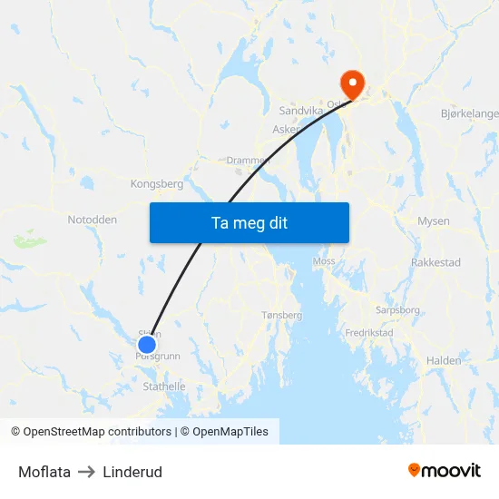 Moflata to Linderud map