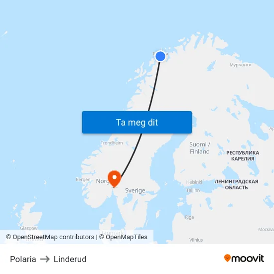 Polaria to Linderud map