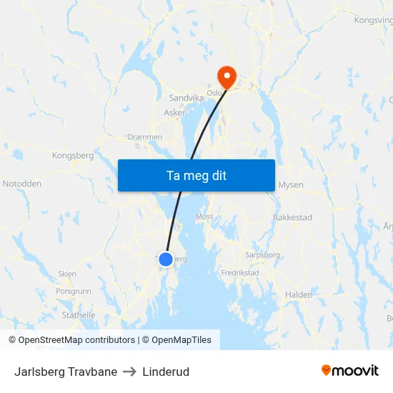 Jarlsberg Travbane to Linderud map