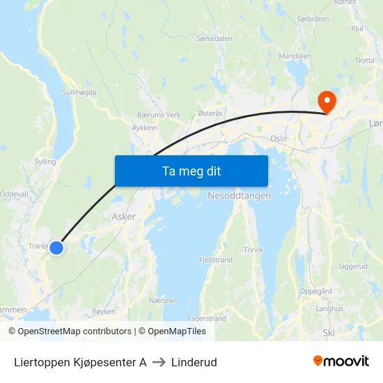 Liertoppen Kjøpesenter A to Linderud map