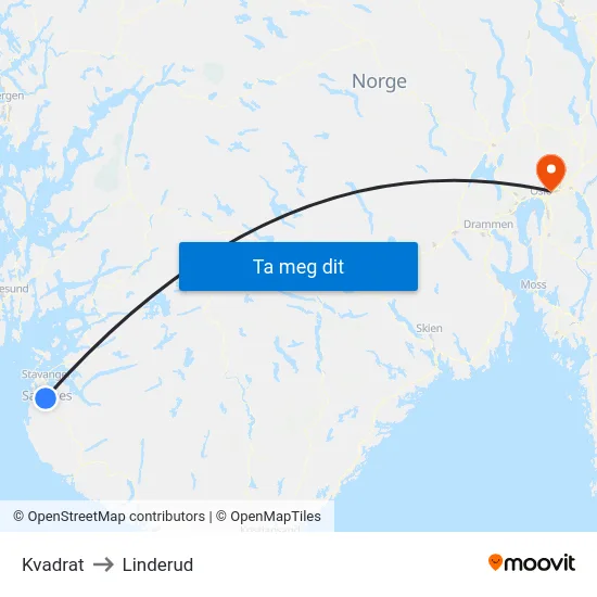 Kvadrat to Linderud map
