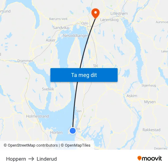 Hoppern to Linderud map