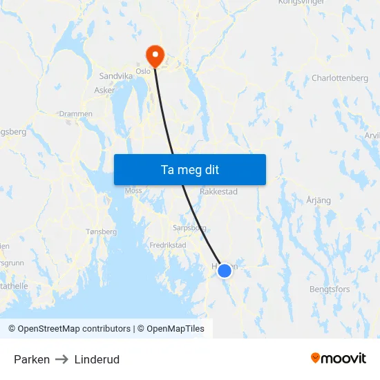 Parken to Linderud map