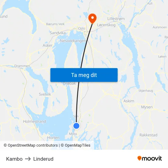 Kambo to Linderud map