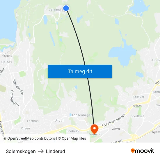 Solemskogen to Linderud map