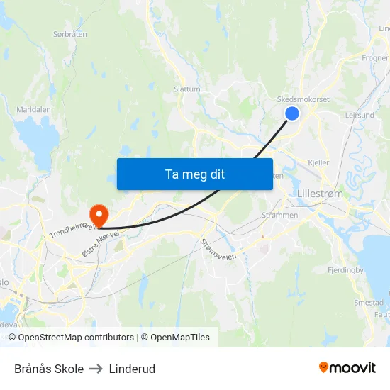 Brånås Skole to Linderud map