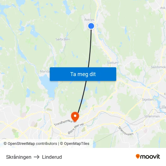 Skråningen to Linderud map