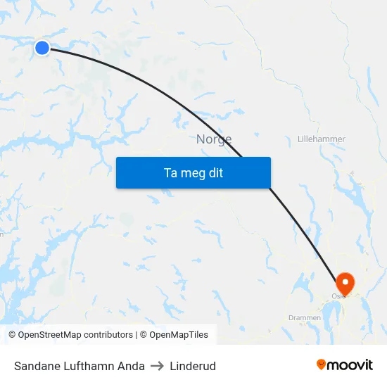 Sandane Lufthamn Anda to Linderud map