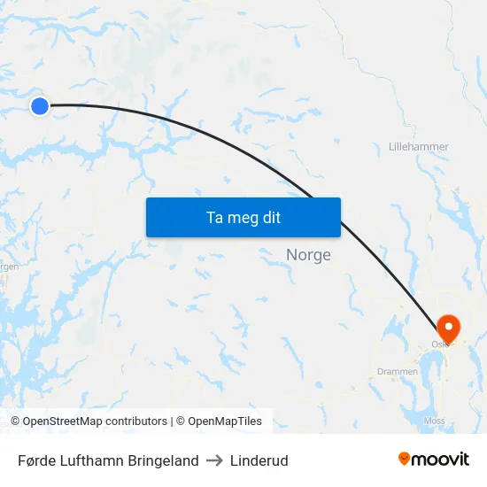 Førde Lufthamn Bringeland to Linderud map